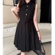 루이비통 로고 여성 슬리브리스 카라 원피스 (블랙) 26SS