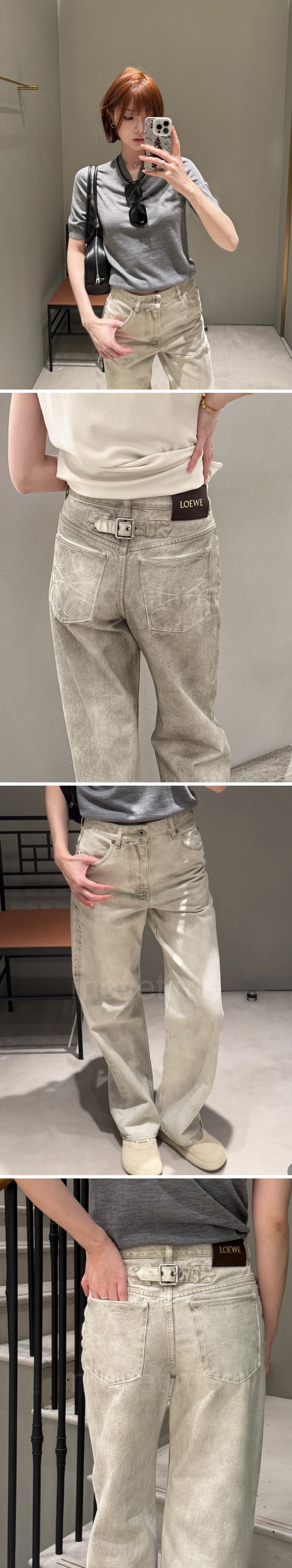 로에베 로고 여성 오버핏 데님 팬츠 진 청바지 (그레이) 26SS 상세이미지 3