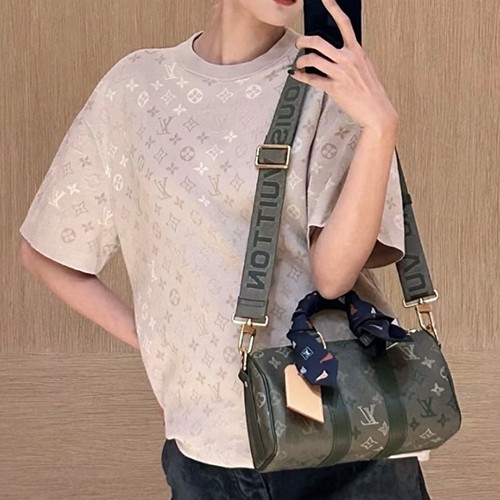 루이비통 로고 모노그램 니트 반팔 티셔츠 (그레이) 26SS