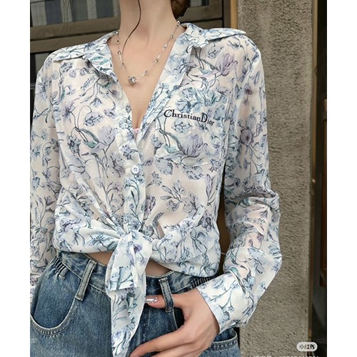 디올 로고 패턴 여성 블라우스 셔츠 (화이트) 26SS