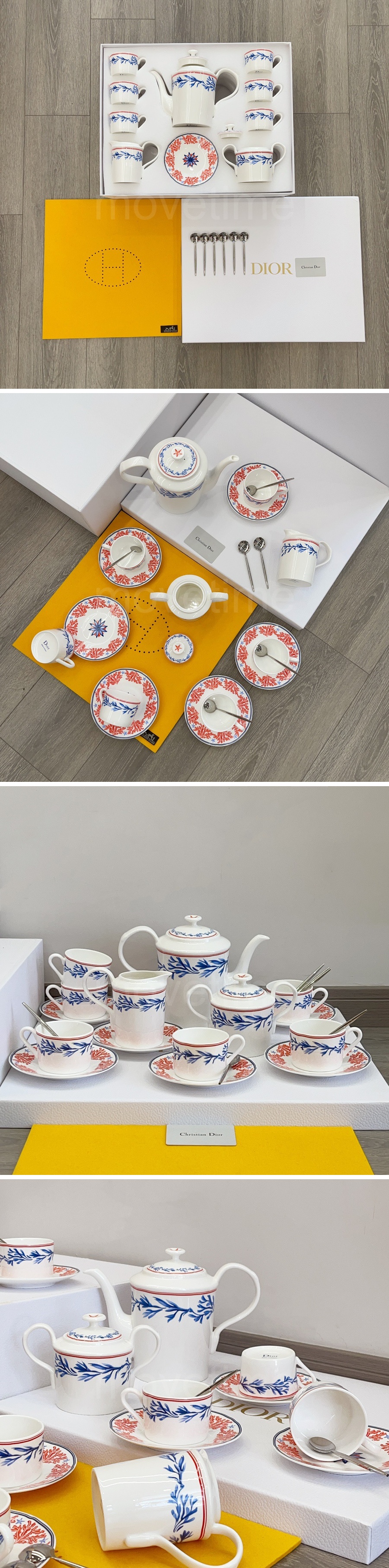 디올 로고 선물용 도자기 티포트 티컵 커피컵 세트 (15pcs) 26SS 상세이미지 2