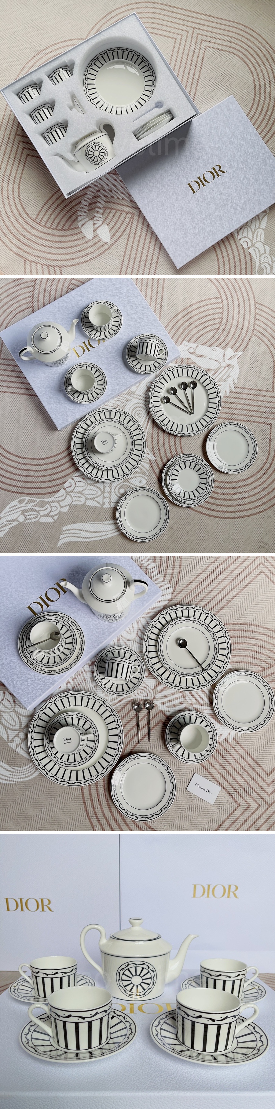 디올 로고 선물용 도자기 티포트 티컵 커피컵 세트 (15pcs) 26SS 상세이미지 2