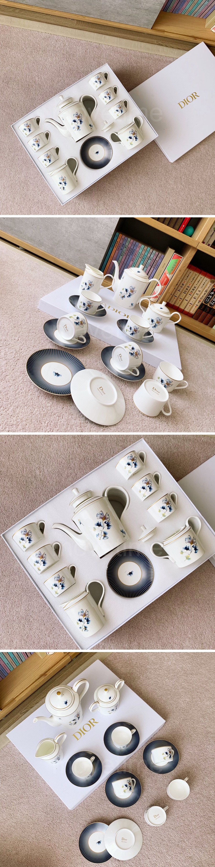 디올 로고 선물용 도자기 티포트 티컵 커피컵 세트 (15pcs) 26SS 상세이미지 2