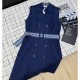디올 로고 여성 벨티드 데님 슬리브리스 원피스 26SS
