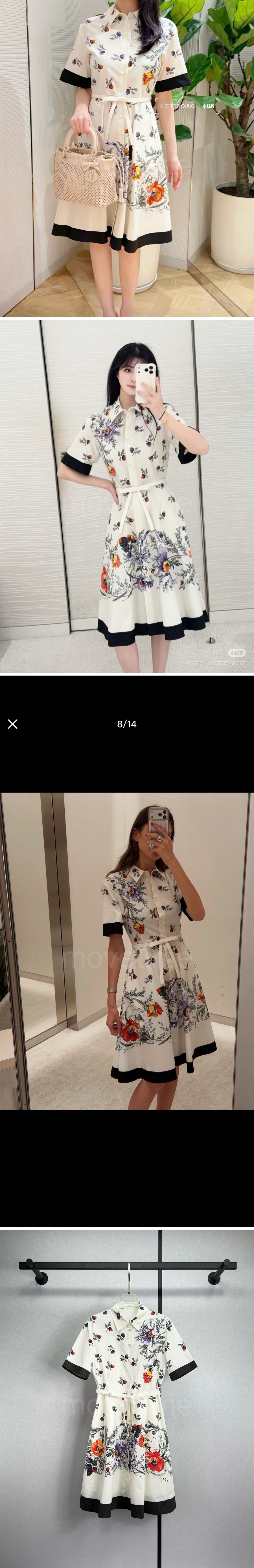 디올 로고 여성 플라워 패턴 반팔 셔츠 원피스 (화이트) 26SS 상세이미지 2