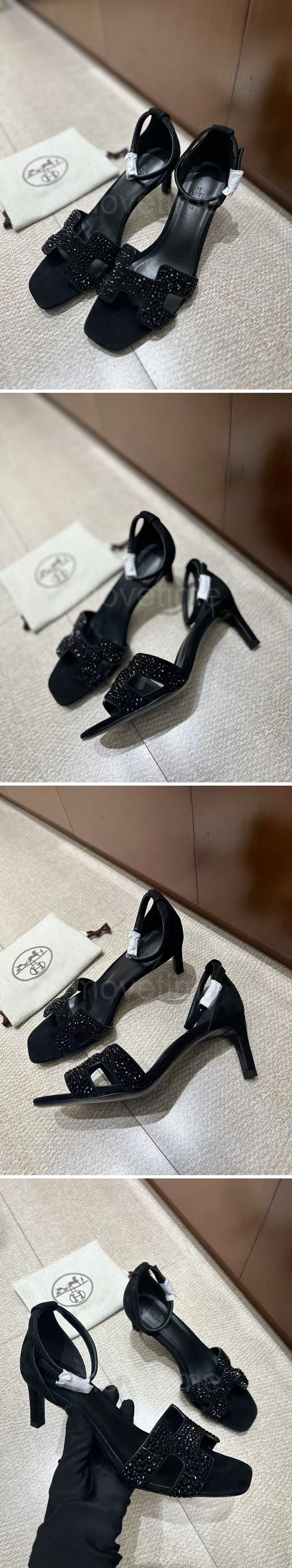 에르메스 로고 여성 레더 가죽 힐 샌들 (블랙) 26SS 상세이미지 2