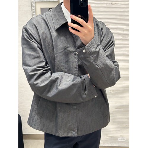 디올 로고 오블리크 카라 집업 자켓 (그레이) 26SS