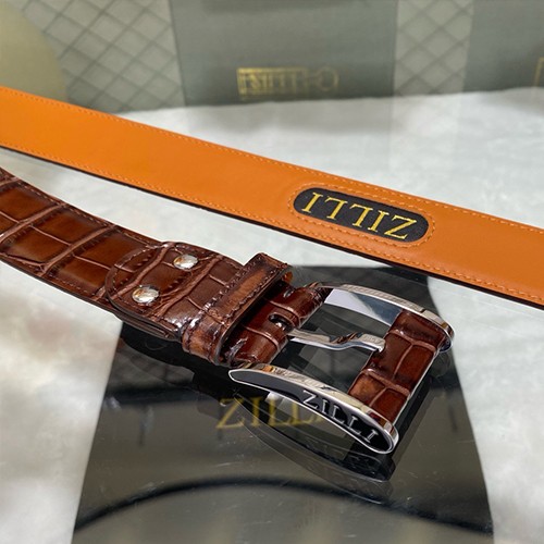 질리 로고 ZILLI 레더 가죽 브라운 3.5cm 벨트 (2컬러) 26SS