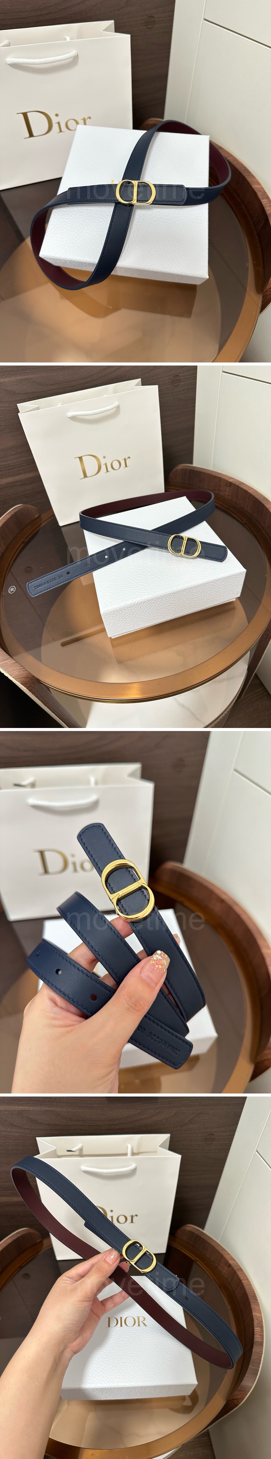 디올 로고 여성 CD 레더 가죽 리버서블(네이비-와인) 2.0cm 벨트 (2컬러) 26SS 상세이미지 2