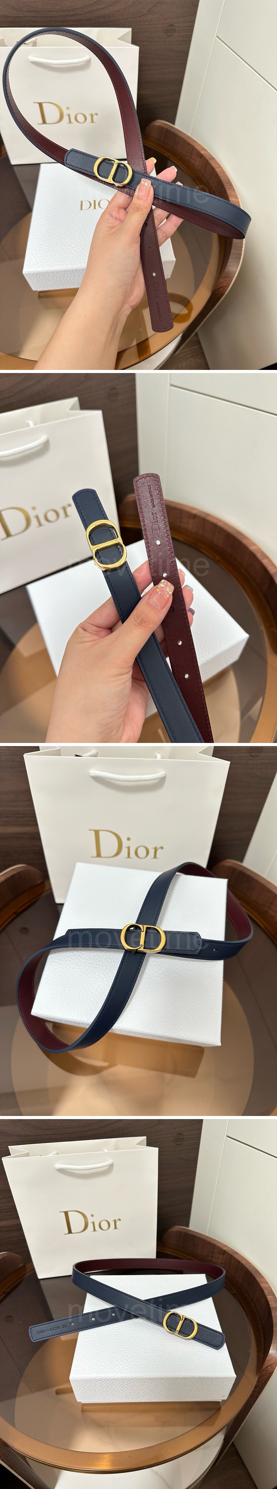 디올 로고 여성 CD 레더 가죽 리버서블(네이비-와인) 2.0cm 벨트 (2컬러) 26SS 상세이미지 3