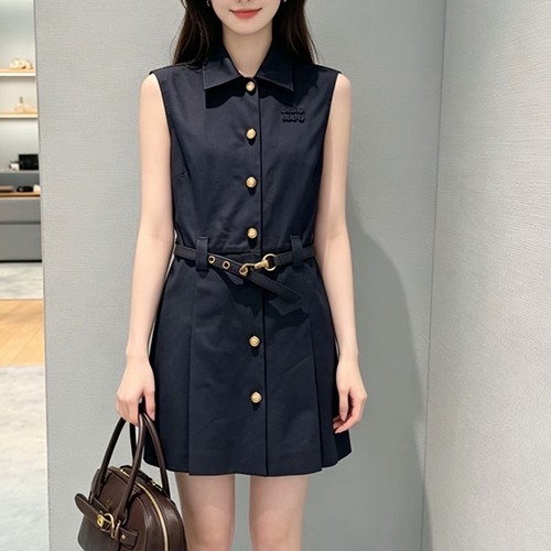 미우미우 여성 카라 슬리브리스 원피스 26SS
