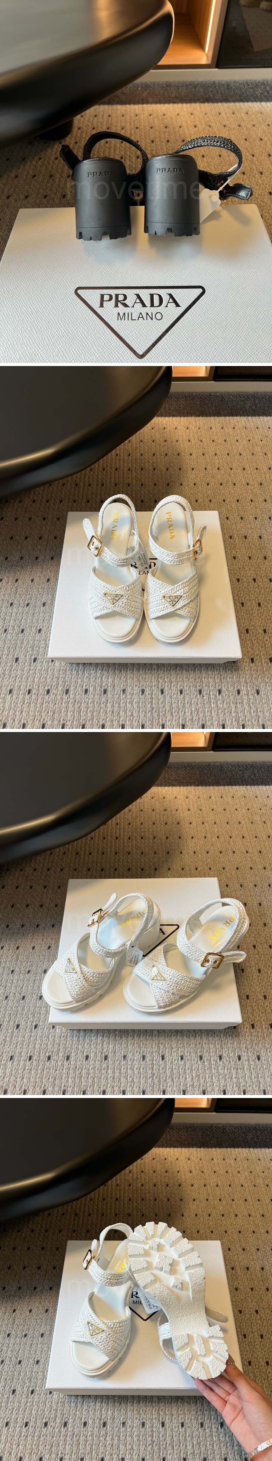 프라다 여성 삼각로고 레더 가죽 8.5cm 굽 샌들 26SS 상세이미지 4