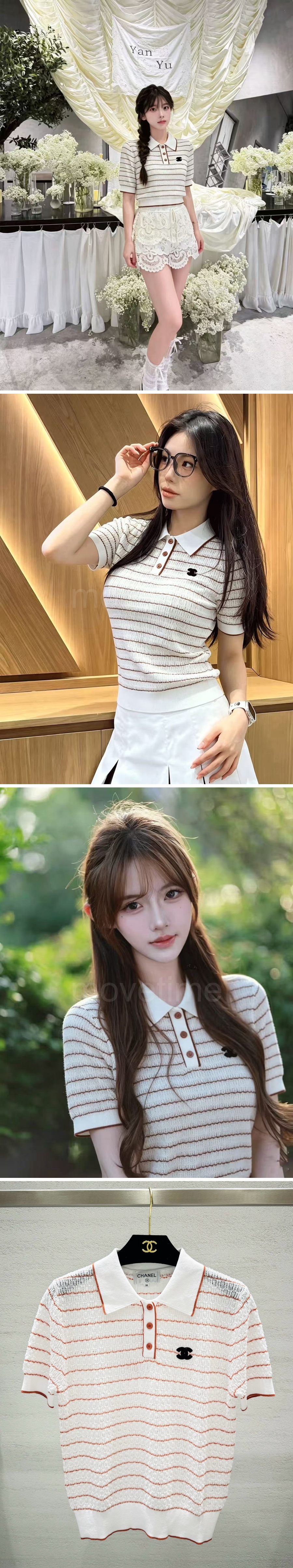 샤넬 여성 스트라이프 카라 폴로 반팔 티셔츠 26SS 상세이미지 2