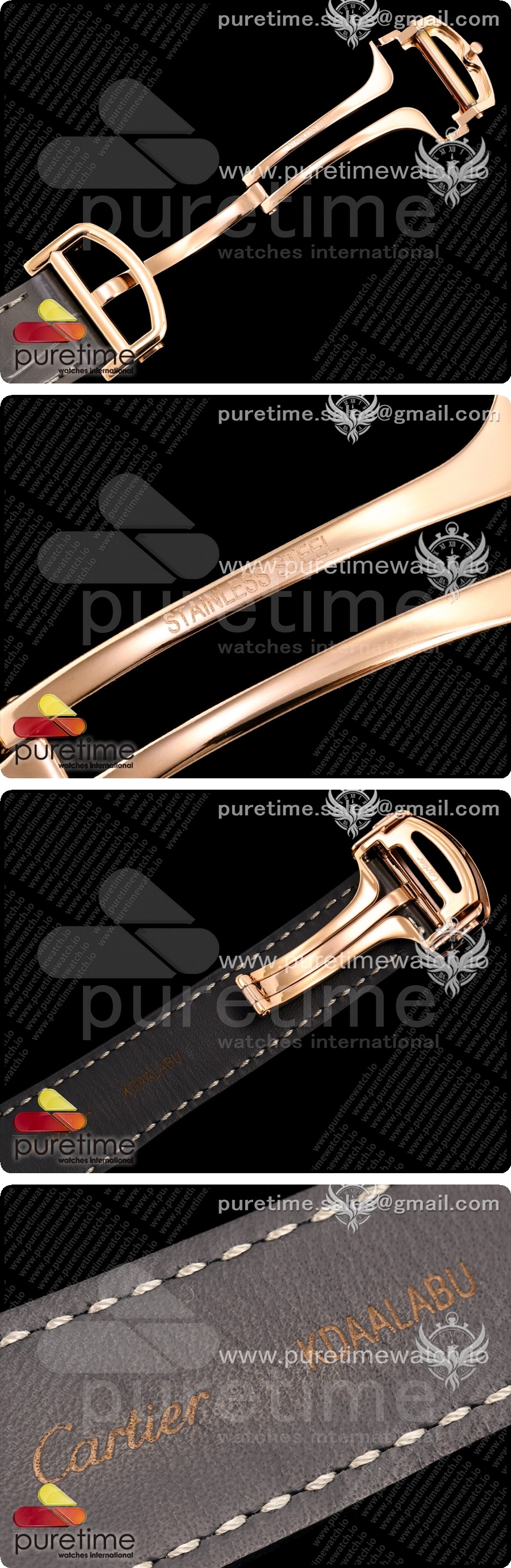 까르띠에 산토스 스켈레톤 RG RICH 1:1 베스트 에디션 스켈레톤 다이얼, 그레이 가죽 스트랩, 9611MC 슈퍼 클론 V2 상세이미지 6