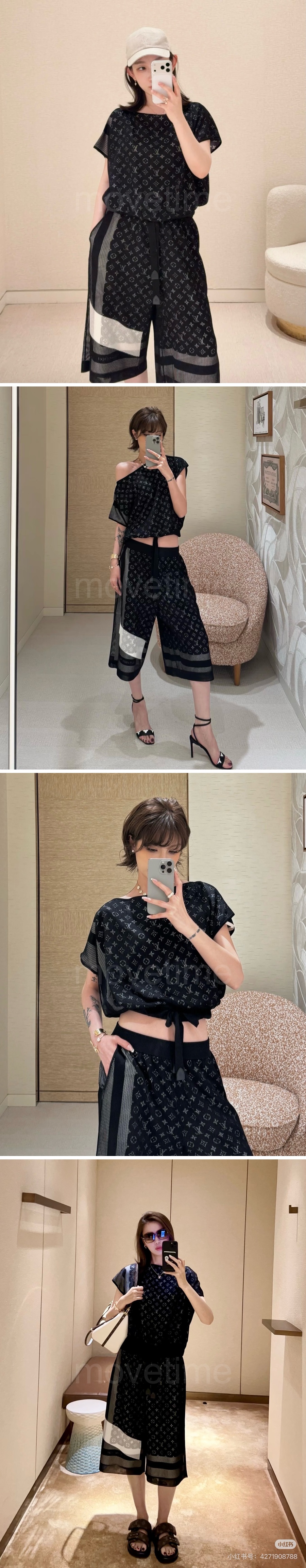 루이비통 여성 모노그램 슬리브리스 셔츠 + 쇼츠 반바지 상하의 세트 26SS 상세이미지 2