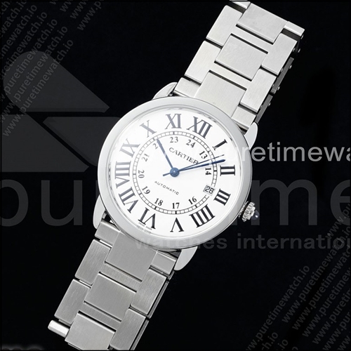 까르띠에 론드 솔로 42mm 스테인리스 스틸 AF 1:1 베스트 에디션 화이트 다이얼, 스테인리스 스틸 브레이슬릿, 미요타 9015