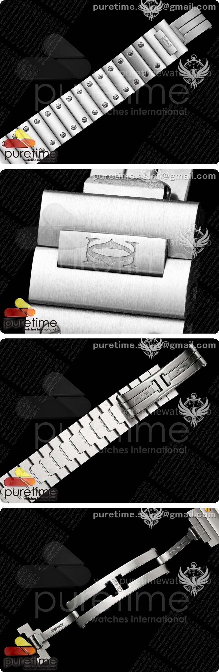 까르띠에 산토스 27mm SS 8848F 1:1 베스트 에디션 레드 다이얼 SS 브레이슬릿 쿼츠 시계 상세이미지 6