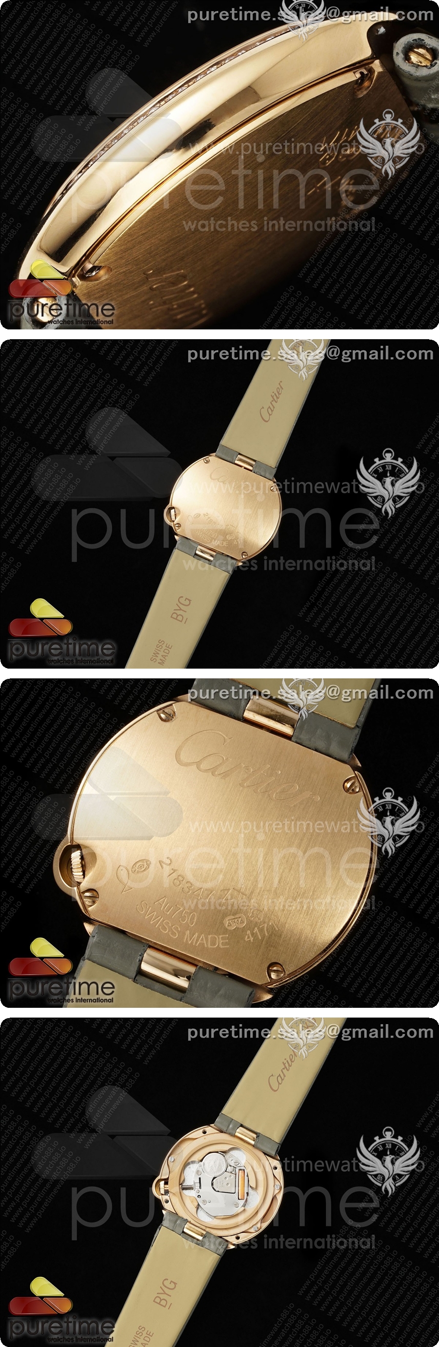 까르띠에 발롱 블랑 30mm RG AF 1:1 베스트 에디션 실버 다이얼 다이아몬드 베젤 그레이 패브릭 스트랩 론다 쿼츠 상세이미지 4