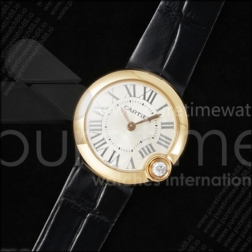 까르띠에 발롱 블랑 30mm 로즈골드 AF 1:1 베스트 에디션 실버 다이얼 블랙 패브릭 스트랩 론다 쿼츠 시계
