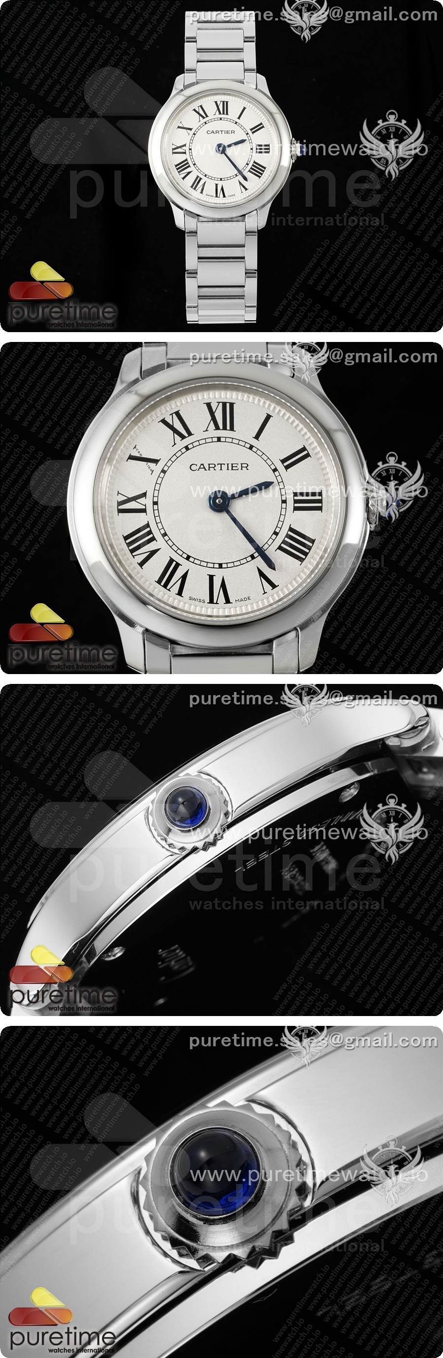 까르띠에 론다 머스트 29mm 스테인리스 스틸 AF 1:1 베스트 에디션 화이트 다이얼, 스테인리스 스틸 브레이슬릿, 론다 쿼츠 시계 상세이미지 3
