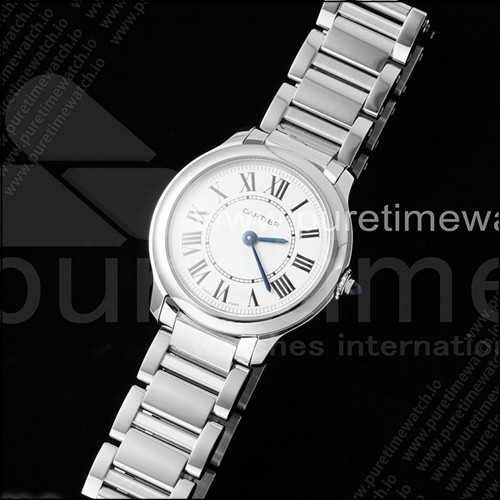 까르띠에 론다 머스트 29mm 스테인리스 스틸 AF 1:1 베스트 에디션 화이트 다이얼, 스테인리스 스틸 브레이슬릿, 론다 쿼츠 시계