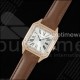 까르띠에 산토스 듀몽 31.4mm 로즈 골드 AF 1:1 베스트 에디션 실버 다이얼 다이아몬드 베젤 브라운 가죽 스트랩 A157
