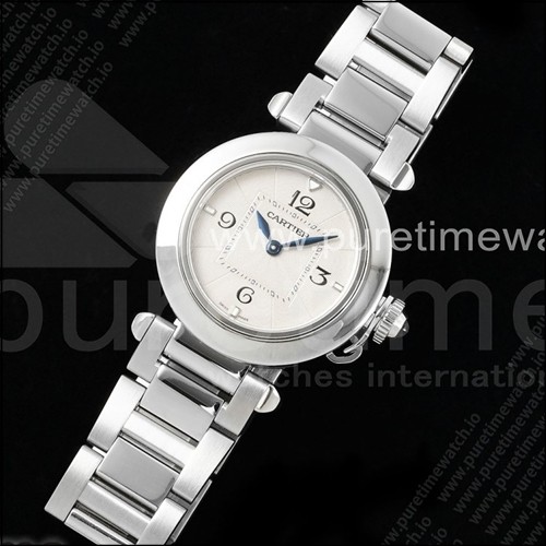 까르띠에 파샤 30mm SS AF 1:1 베스트 에디션 화이트 텍스처 다이얼 SS 브레이슬릿 Jaq 쿼츠