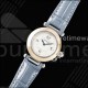 까르띠에 파샤 30mm 실버/로즈골드 AF 1:1 베스트 에디션 화이트 텍스처 다이얼 블루 가죽 스트랩 Jaq 쿼츠