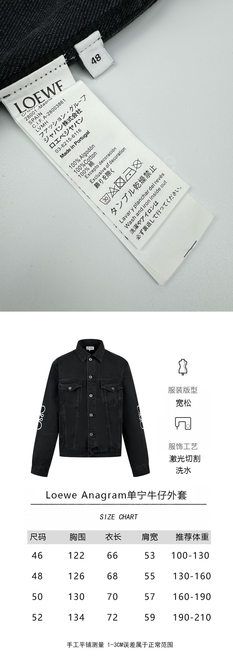 로에베 아나그램 남성용 블랙 청자켓 26ss 상세이미지 5