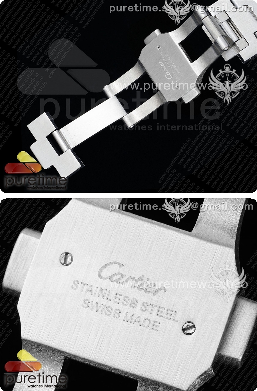 까르띠에 산토스 40mm 풀 다이아몬드 스테인리스 스틸/로즈 골드 TWF 베스트 에디션 레드 로마 숫자 다이얼 브레이슬릿 미요타 9015 상세이미지 9