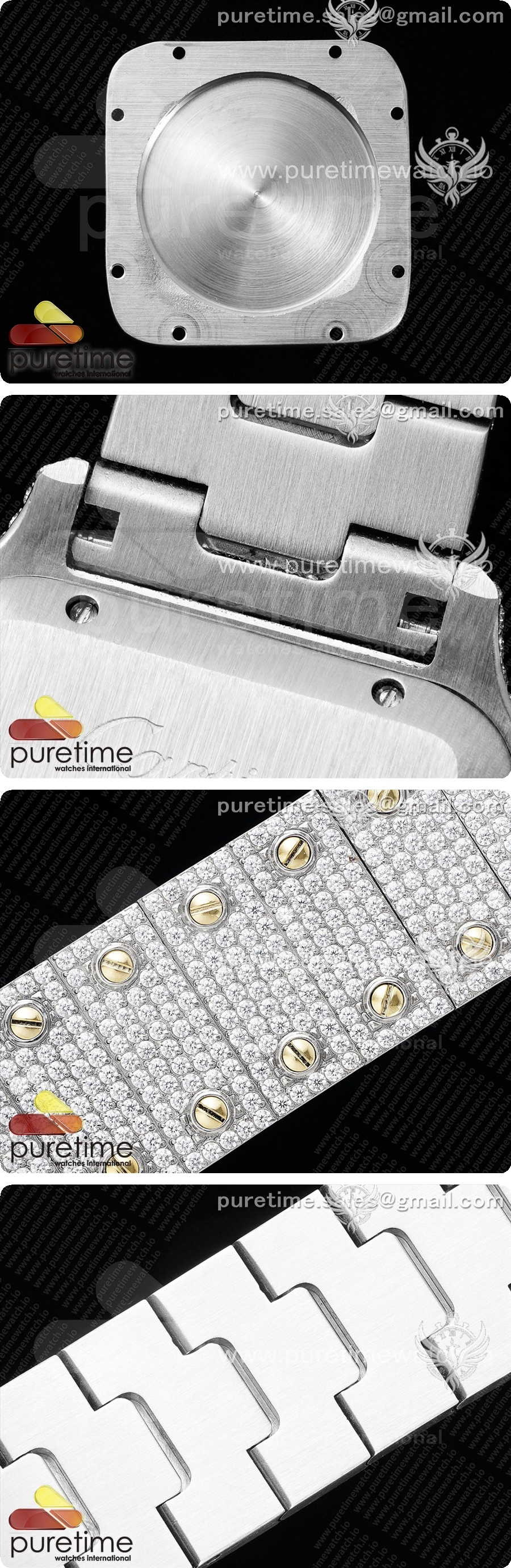 까르띠에 산토스 40mm 풀 다이아몬드 스테인리스 스틸/옐로우 골드 TWF 베스트 에디션 다이아몬드 옐로우 골드 로마 숫자 다이얼 브레이슬릿 미요타 9015 상세이미지 7
