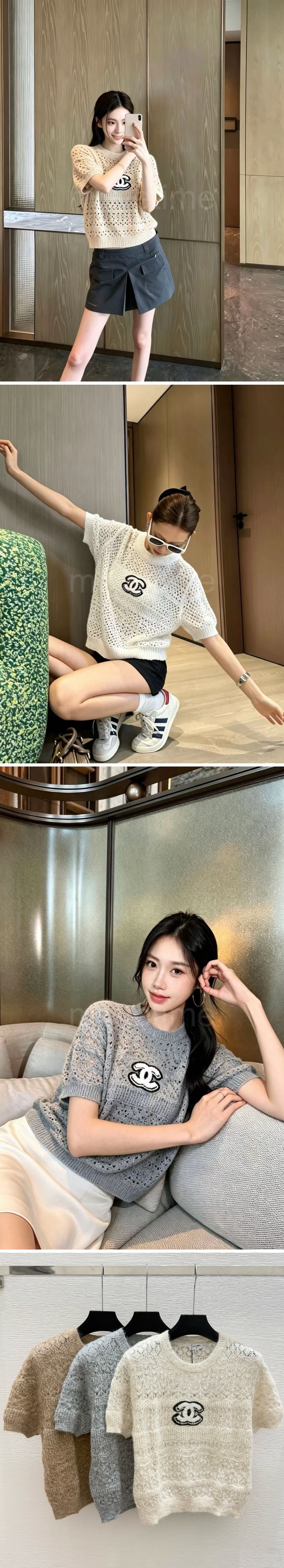 샤넬 여성 니트 반팔 티셔츠 26SS 상세이미지 2