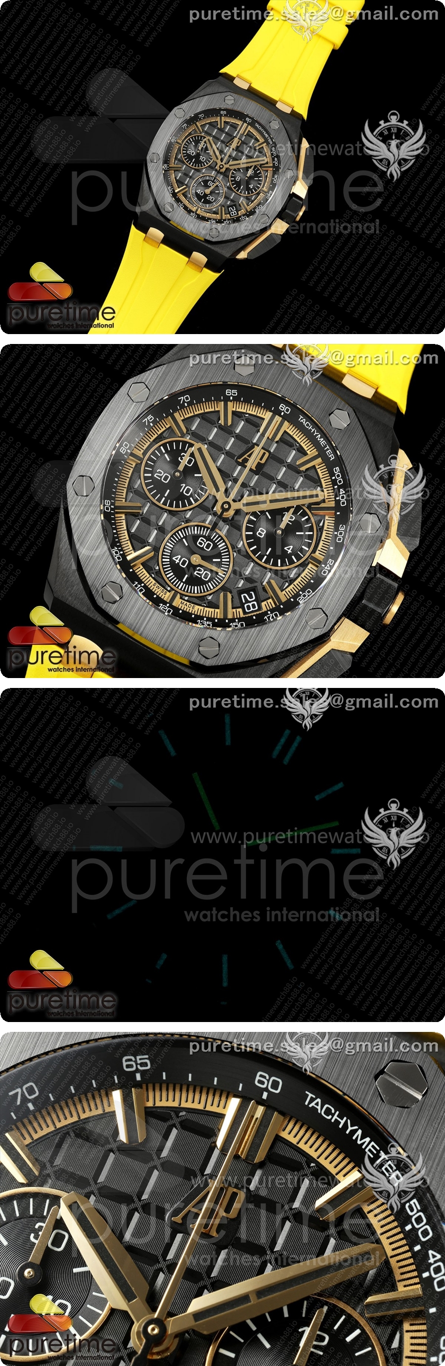 오데마피게 로얄 오크 오프쇼어 26420 블랙 세라믹 DDF 1:1 블랙/옐로우 다이얼, 옐로우 러버 스트랩 DD4401 슈퍼 클론 상세이미지 2