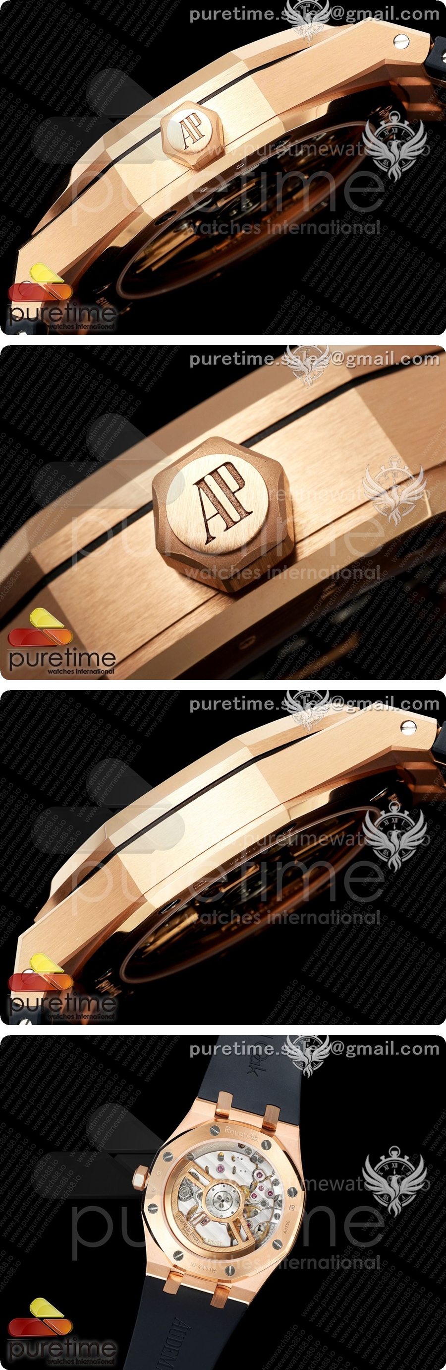 오데마피게 로얄 오크 41mm 15500 로즈골드 DDF 1:1 베스트 에디션 블루 다이얼 블루 러버 스트랩 DD4302 슈퍼 클론 상세이미지 4