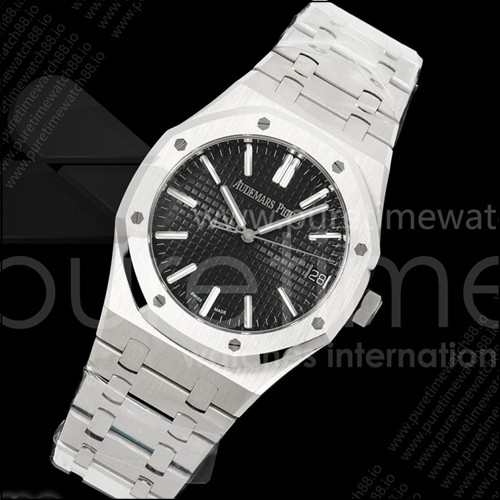 오데마피게 로얄 오크 레플리카 41mm 15500 SS VSF 1:1 베스트 에디션 블랙 텍스처 다이얼 SS 브레이슬릿 DD4302