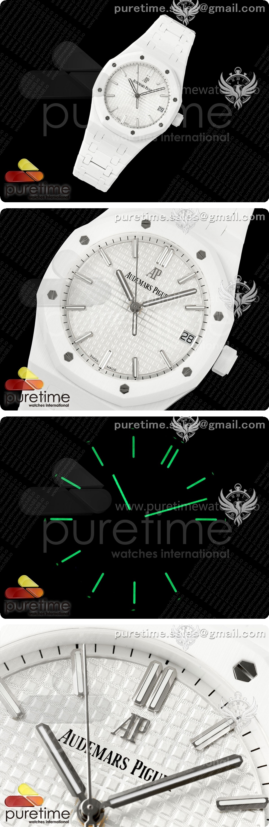 오데마피게 로얄 오크 41mm 15500 화이트 세라믹 ZF 화이트 다이얼 화이트 세라믹 브레이슬릿 SA4302 상세이미지 2