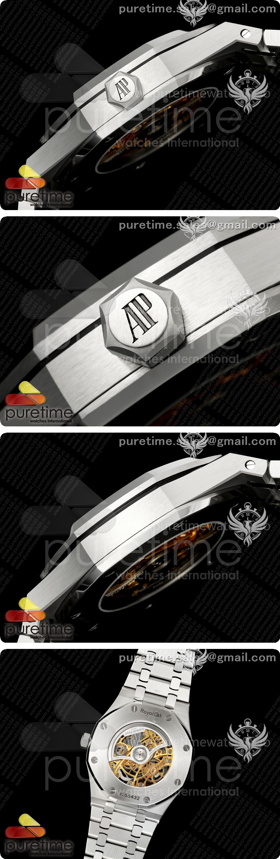 오데마피게 로얄 오크 레플리카 41mm 오픈워크 15407 SS DDF 1:1 옐로우 골드 다이얼, SS 브레이슬릿, SA3132 상세이미지 4