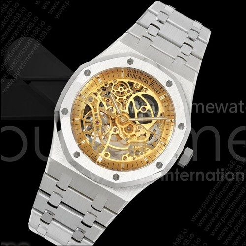 오데마피게 로얄 오크 레플리카 41mm 오픈워크 15407 SS DDF 1:1 옐로우 골드 다이얼, SS 브레이슬릿, SA3132